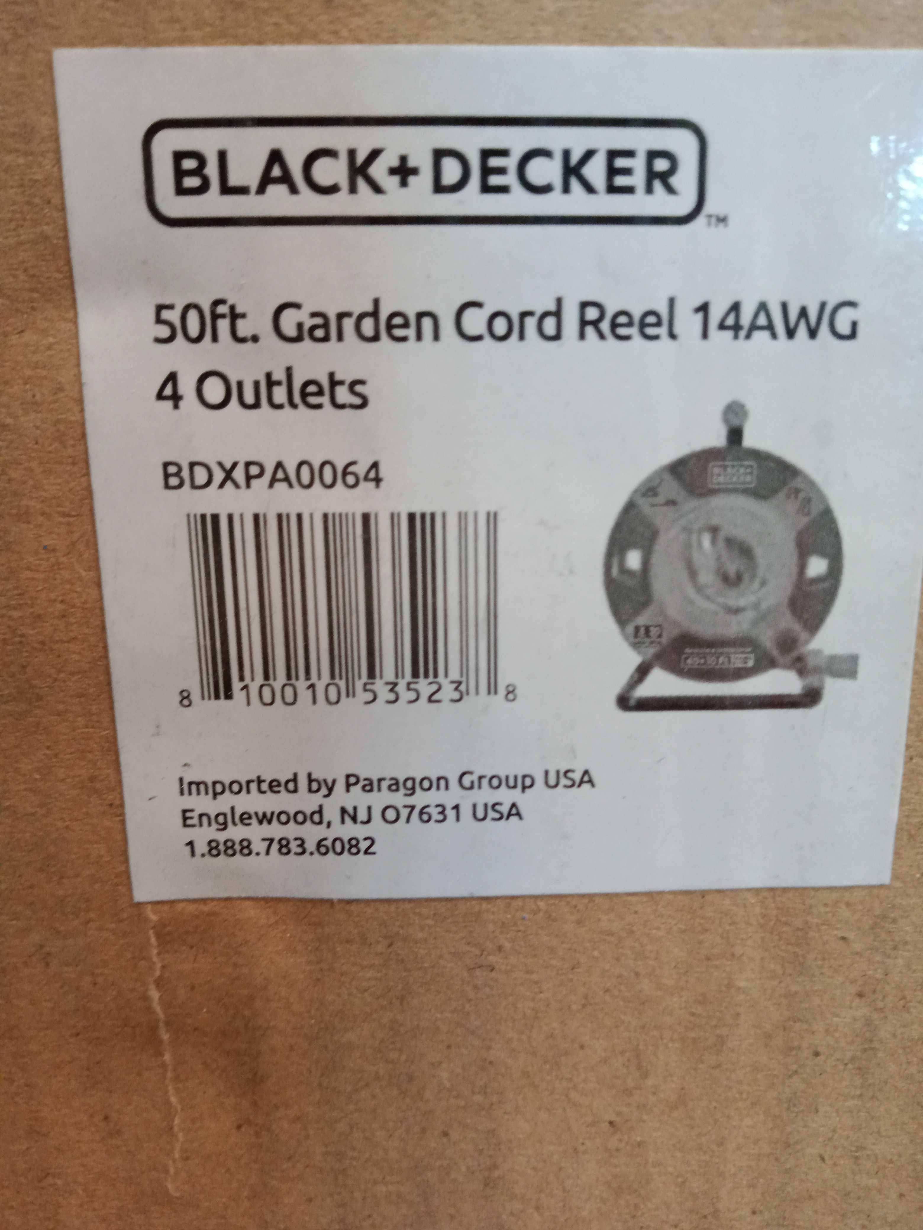 BLACK+DECKER 50' Garden Cord Reel 14AWG 4 Outlets
