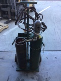Harper Oxygen Acetylene Tank with Guages and Cutting Head and Cart