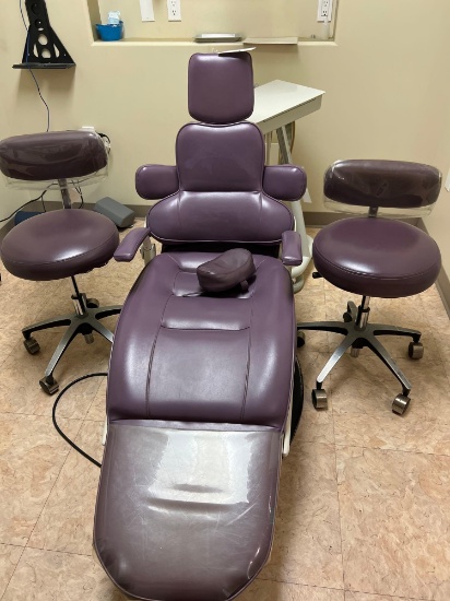 Pelton & Crane Coachman II Dental Examination Chair and (2) Stools