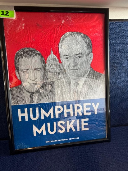 Humphrey and Muskie 1968 Presedential Democrat Plastic Poster *NO C. O. A.*