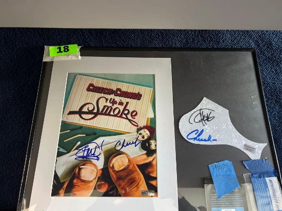 Cheech and Chong Autographed Photo and Guitar Pick Guard *WITH C. O. A*
