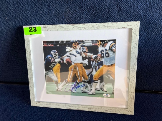 Lawrence Taylor Tackling Dan Fouts Autographed Photo *WITH C. O. A.*