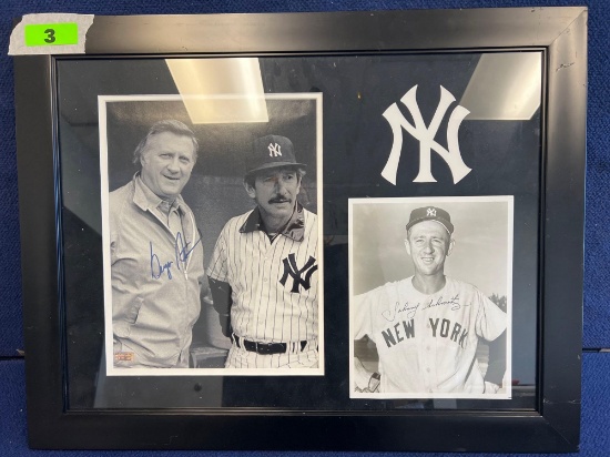 George Steinbrenner with Billy Martin and Old Timer Johnny Schmitz Autographed *WITH C. O. A.*