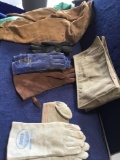 Box Lot of Assorted Leather Welding Gear