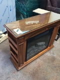 Electric Fire Place and Mantle with Glass Top