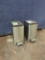 (2) Small Desk Side Kohler Foot Pedal Trash Cans*DENTS/DINGS*