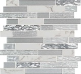 (13) Cases of MSI Whistler Ice Interlocking Glass Mesh-Mounted Mosaic Tile