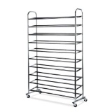 Home It 50-Pair 10-Tier Chrome Metal Shoe Rack