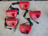 (5) Milwaukee M12 Lithium-ion Battery Chargers