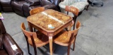 Vintage Inlaid Wooden Multi-Game Table with (4) Matching Chairs Made in Italy