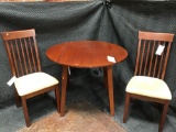Wooden Drop Leaf Dining Table with (2) Matching Chairs