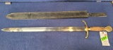 Pakistani Stainless Steel Sword with Leather Sheathe