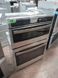 GE 30in. Double Electric Wall Oven with Built-In Microwave in Stainless Steel