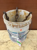 Bucket Lot of Chain and Hooks