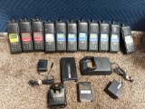 BOX LOT OF (11) Motorola HANDHELD RADIOS W/BATTERYS