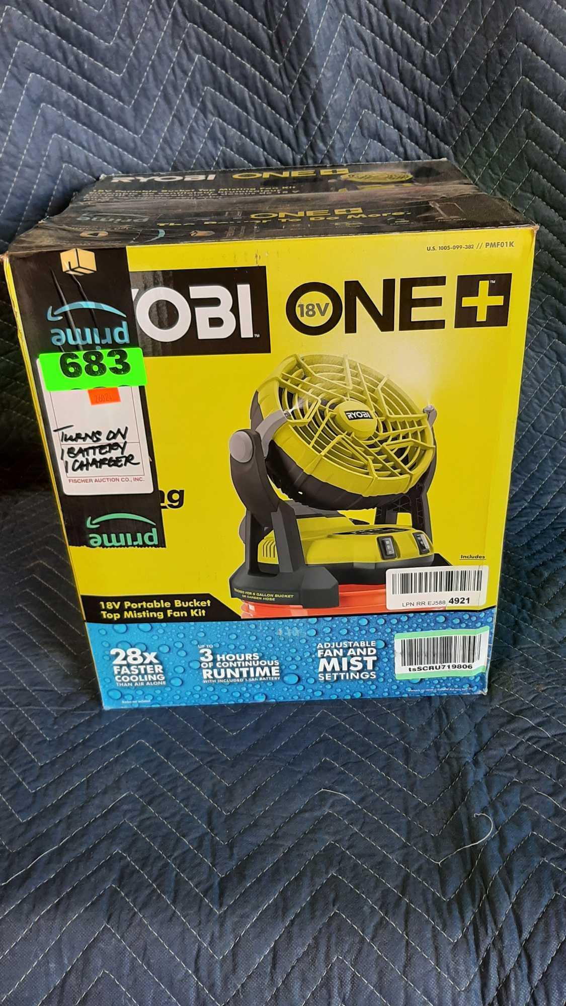 Ryobi 18v Portable Bucket Top Misting Fan Proxibid
