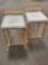 Lot of (2) Cream Faux Leather Cushion and Gold Metal Bar Stool