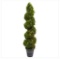 (2) Nearly Natural Indoor and Outdoor 48 in. Artificial Boxwood Spiral Topiary with Planter