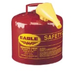 Red Galvanized Steel Type I Gasoline Safety Can with Funnel - 5 Gal Capacity
