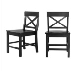 StyleWell Cedarville Charcoal Black Wood Dining Chair with Cross Back Set