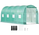 VEVOR Walk-in Tunnel Greenhouse 15 ft. D x 7 ft. W x 7 ft. H Portable Plant Greenhouse with Door & 8