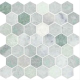 (4) MSI Icelandic Green Hexagon Polished Marble Floor and Wall Tile