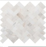 (9) Daltile Xpress Mosaix Groutless Daphne White Honed Marble Herringbone Mosaic Tile