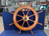 36in Mahogany Boat Helm w/ Brass Hub