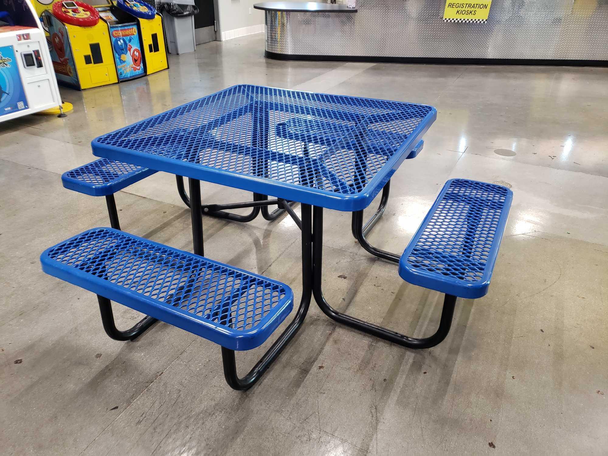 4ft Square Blue Epoxy Picnic Table Proxibid