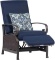 (2) Woven Recliners with Navy Blue Cushions