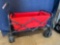 Red Collapsible Folding Wagon with Small Wheels