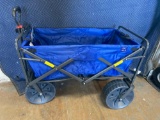 Blue Collapsible Folding Wagon with Big Wheels
