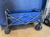 Blue Collapsible Folding Wagon with Small Wheels