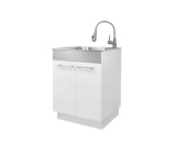 Glacier Bay 24in. W x 21in. D x 34in. L Stainless Steel Laundry Sink w/Faucet and Drawer Cabinet