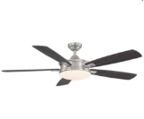 54in. Home decoration Anselm Integrated LED Indoor Brushed Nickel Ceiling Fan with Light Kit and