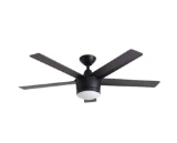 48in. Home Decoration Merwry Integrated LED Indoor Matte Black Ceiling Fan with Light Kit and Remote
