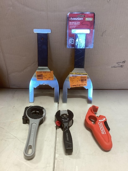 Box Lot of Sink Drain Wrenches and Tube Cutters