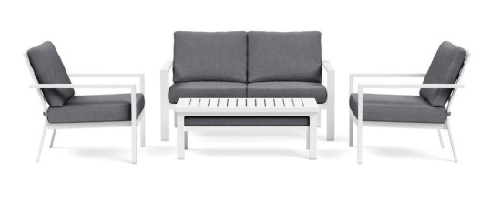 4-Piece Luna Outdoor Loveseat Set (Slate Color Sunbrella Cushions)