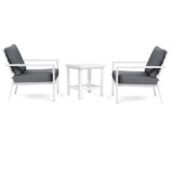3-Piece Luna Outdoor Patio Set: 2 Chairs + Side Table (Slate Color Cushions)