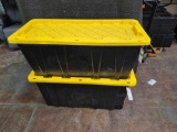 Lot of 2 HDX Tough Storage Tote in Black with Yellow Lid