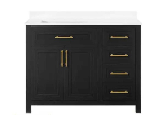 Beaufort 42 in. Ebony Wood Bathroom Vanity