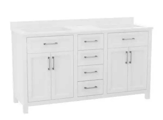 Carnegy Avenue Vega Freestandin g Bathroom Vanity in White with White Marble Top