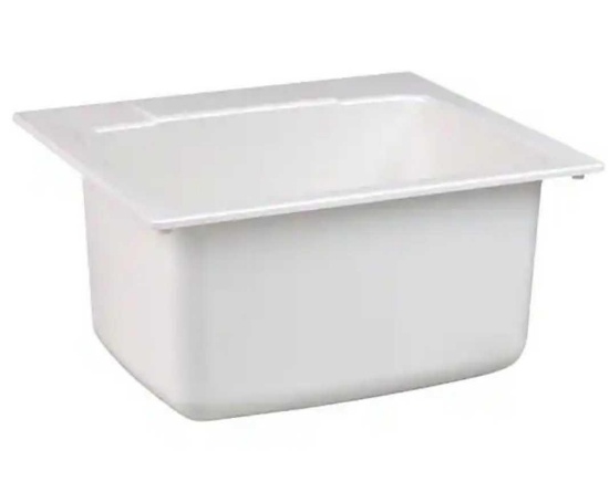 MUSTEE 22 in. x 25 in. x 13.75 in. Molded Fiberglass Drop in Utility Sink in White