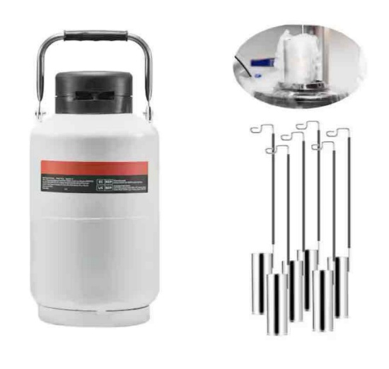 SVOPES 3 L Liquid Nitrogen Tank, Aluminum Alloy LN2 Dewar with 6 Canisters