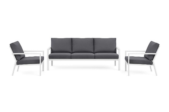3-Piece Luna Outdoor Sofa Set (Slate Color Sunbrella Cushions)