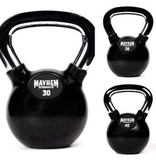 Lot of (6) Mayhem Strength Rubber Kettlebells