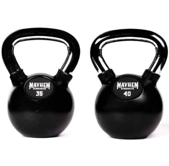 Lot of (4) Mayhem Strength Rubber Kettlebells