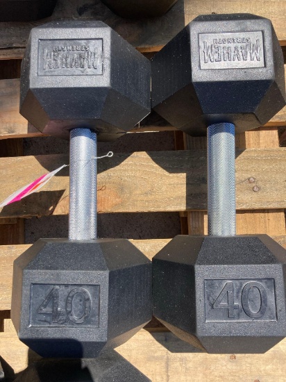 Lot of (2) 40lb Hex Dumbbells