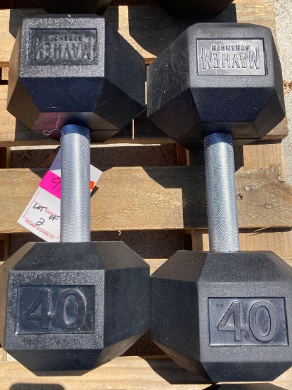 Lot of (2) 40lb Hex Dumbbells