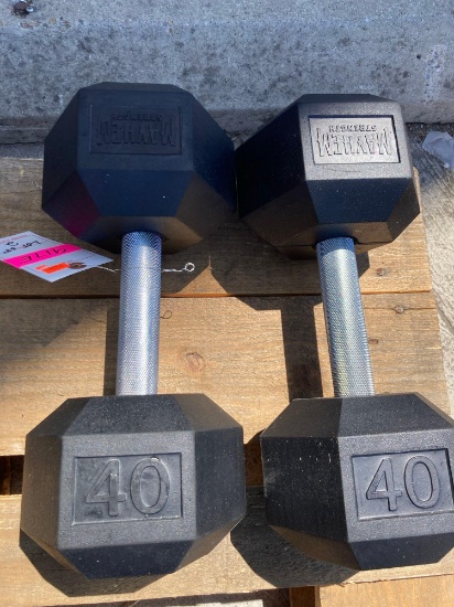 Lot of (2) 40lb Hex Dumbbells